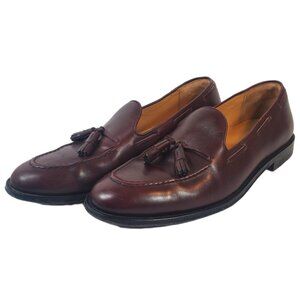 Lands' End Brown Leather Tassel Loafers w/ Side Lacing Size 12D